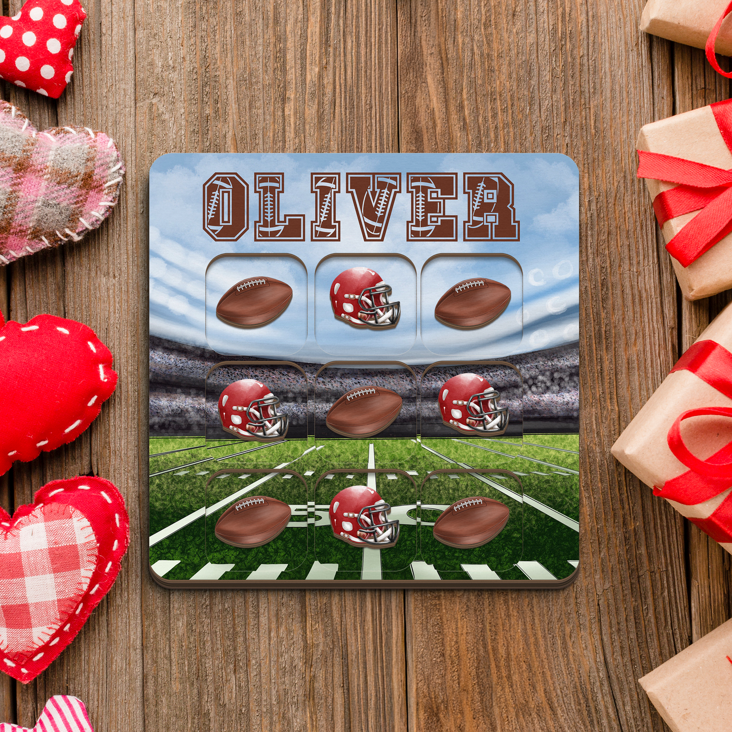 Personalised Wooden Tic Tac Toe Board – Personalised Football Theme, Playful & Stylish Décor