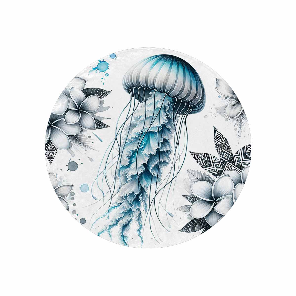 Sea_Animals_Jellyfish_Awd351111  Circular Micro Fleece Blanket 60"