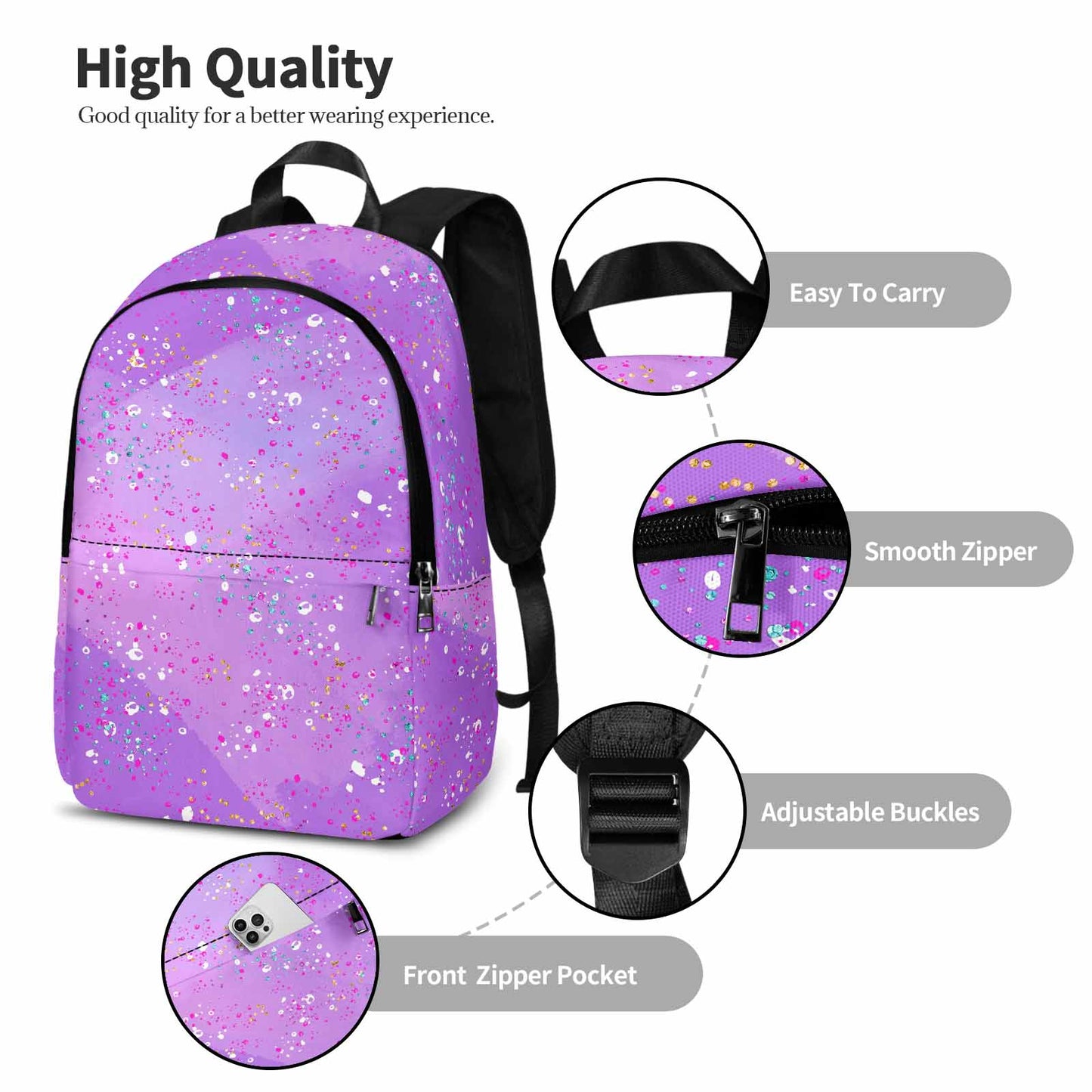 Purple Splash  Adult Casual Backpack