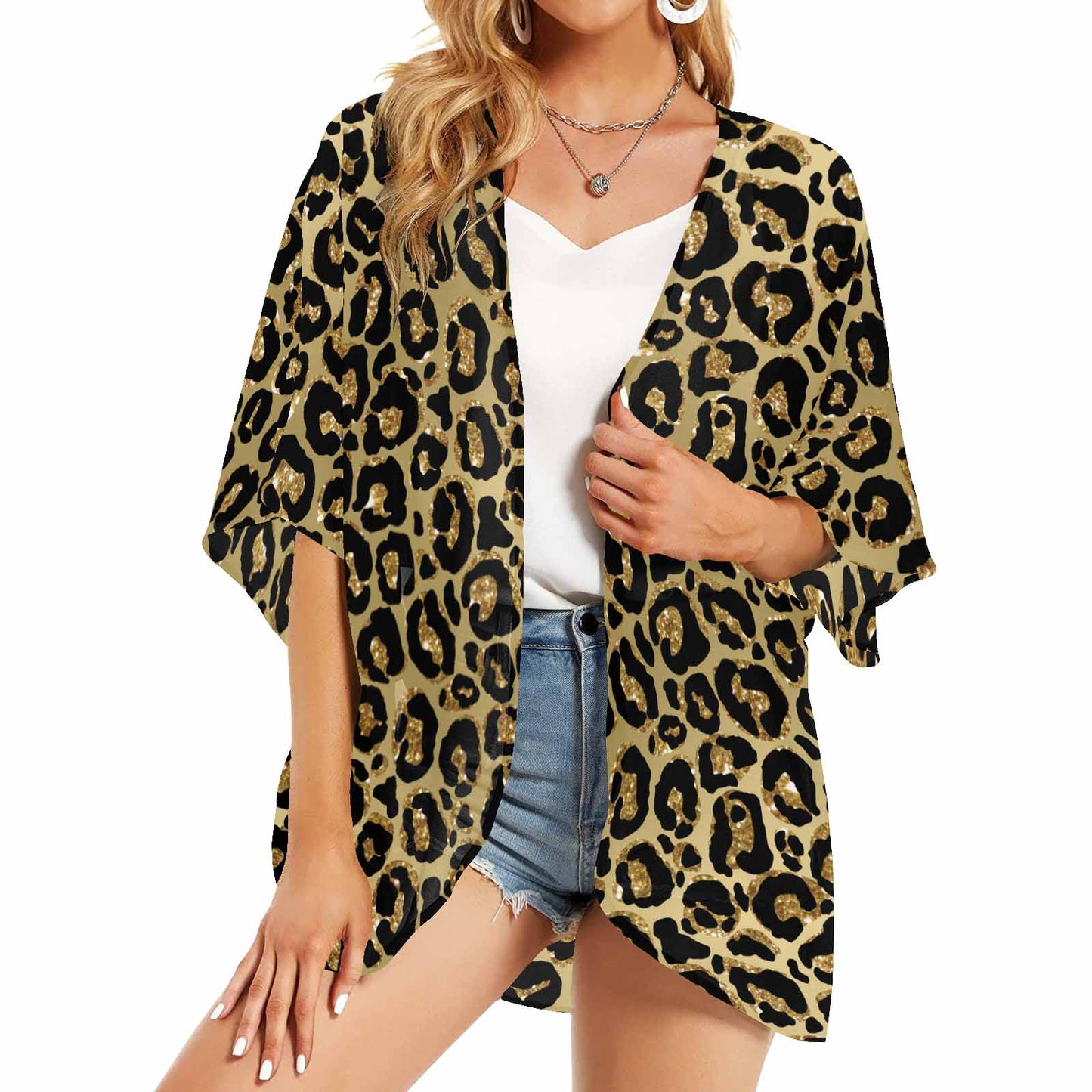 Animal print 4 Women's Kimono Chiffon Cover Up