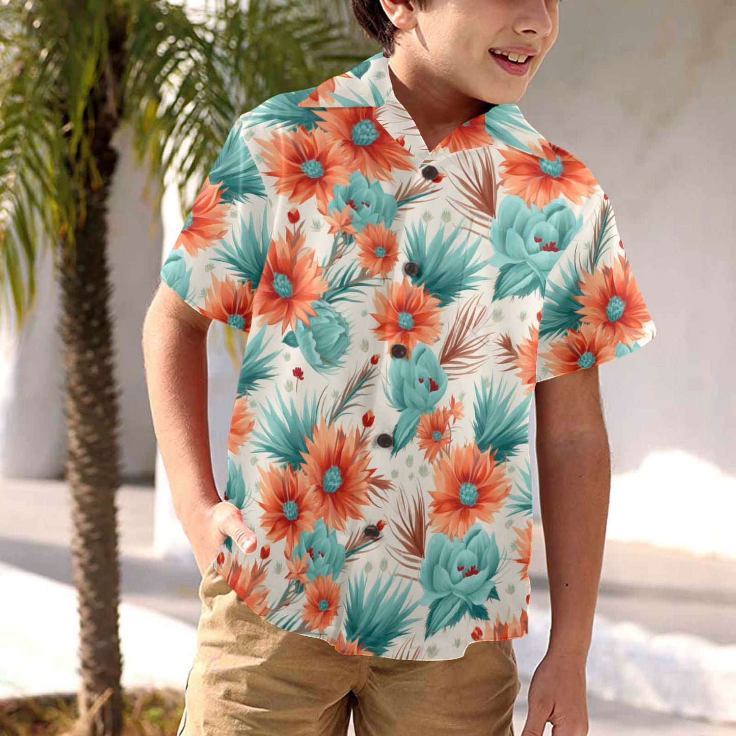 Boho Floral  Little Boys Hawaiian Shirt