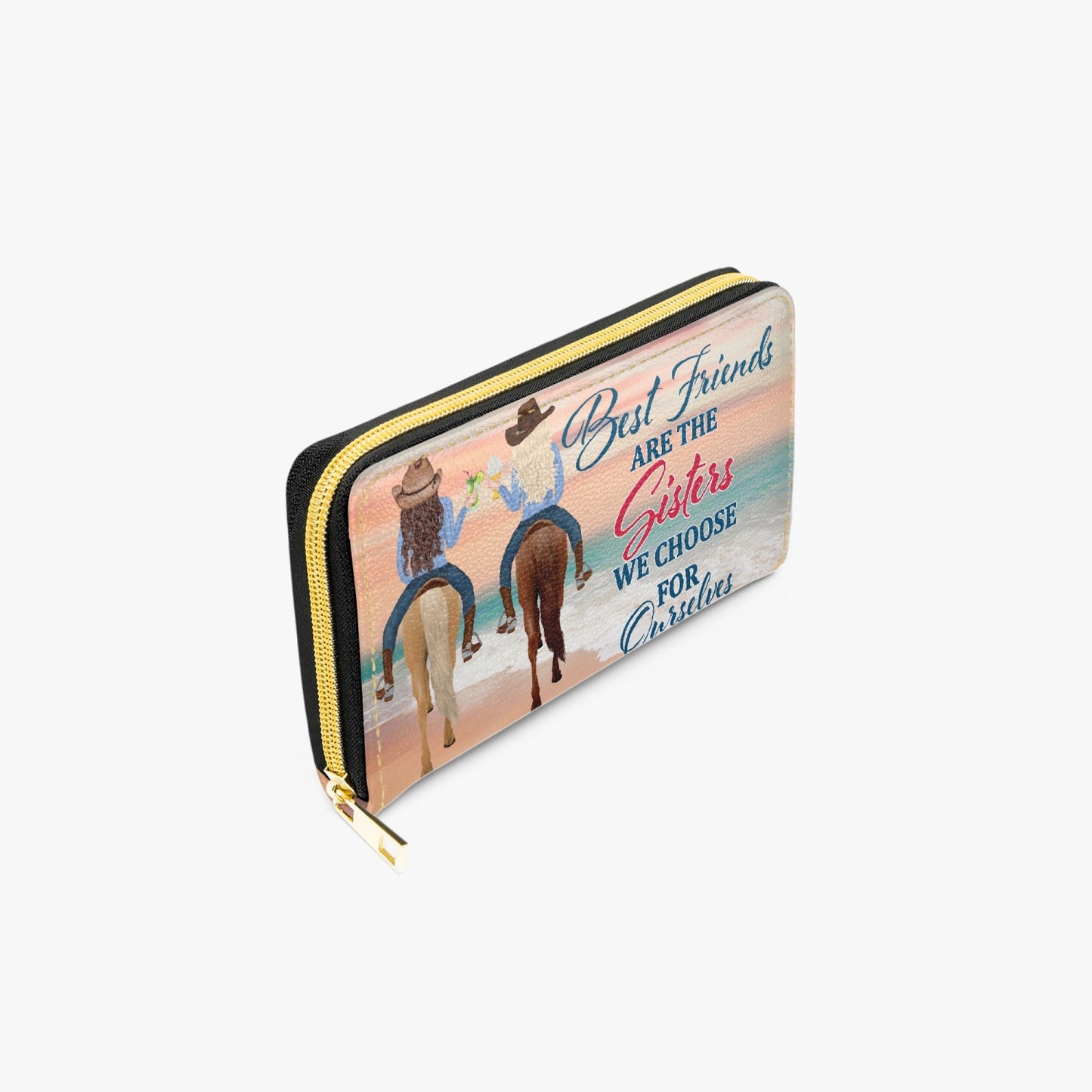 Long Type Zipper Purse - Beach, Best Friends