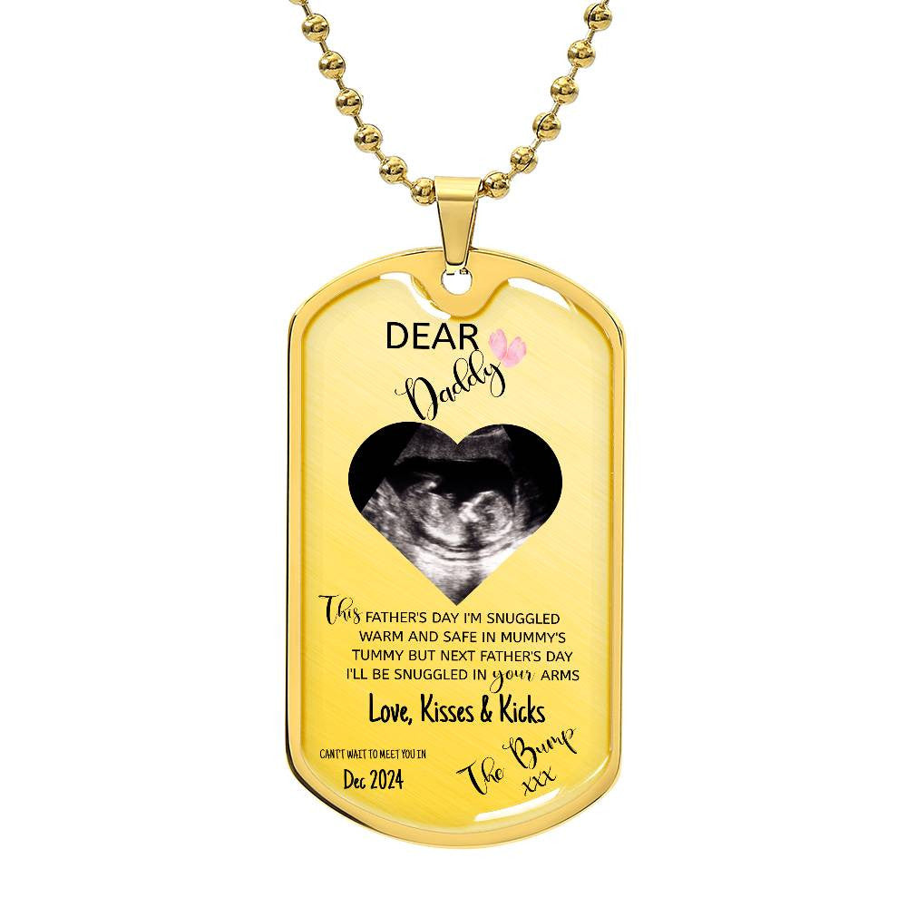 Dog Tag Personalised Dear Daddy Can't Wait to Meet you Pendant