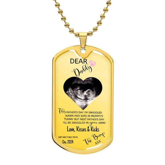 Dog Tag Personalised Dear Daddy Can't Wait to Meet you Pendant