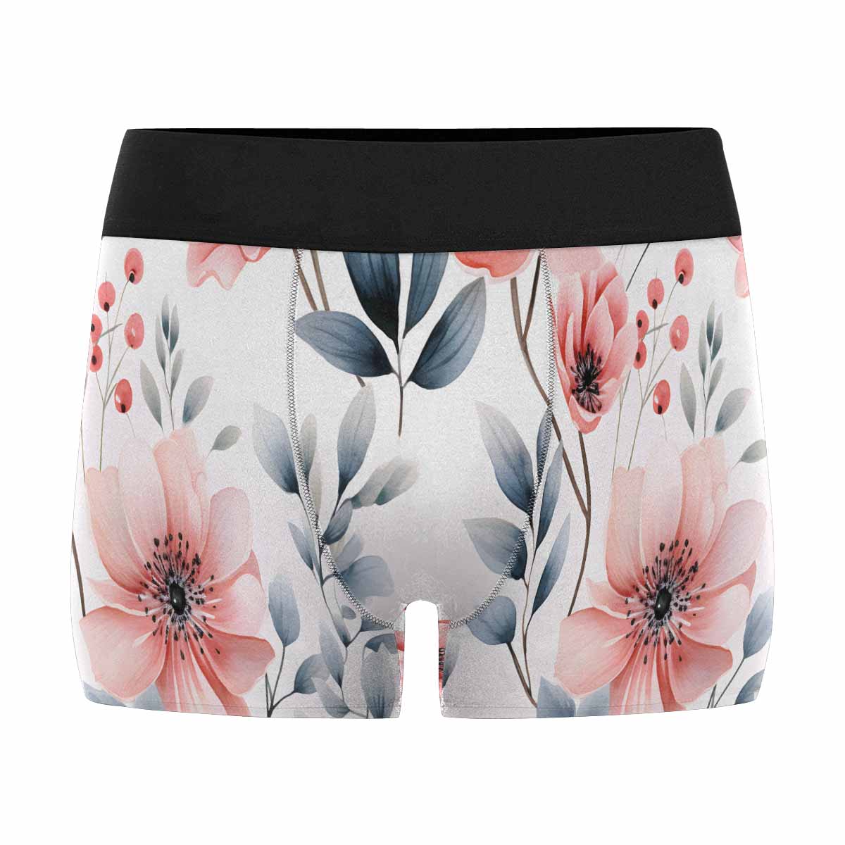 Apricot and Grey Floral AUS Men's Boxer Briefs(Made In AUS)