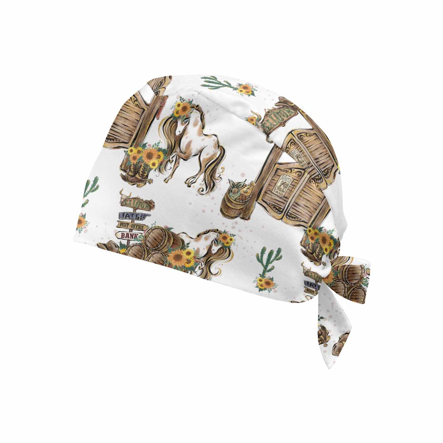 White Western  Scrub Cap