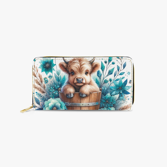 Long Type Zipper Purse - Highland Cow