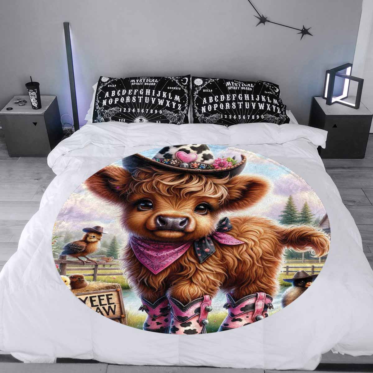 Higland Cow Awd1417  Circular Micro Fleece Blanket 47"