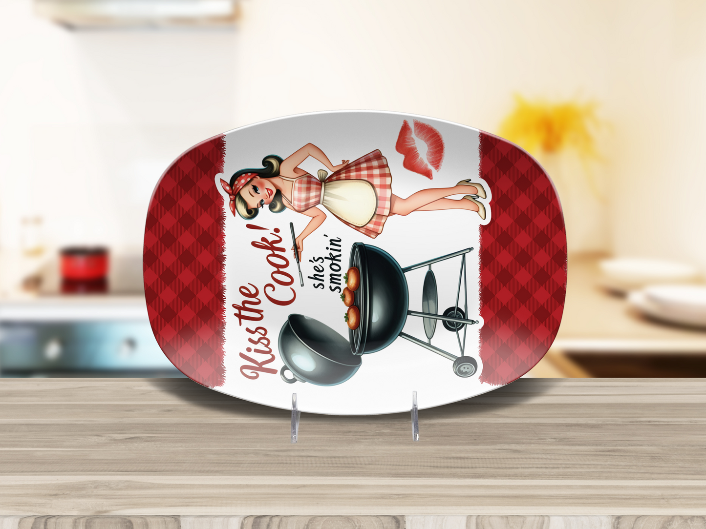 BBQ Platter Kiss the Cook, 10"x14" Platter