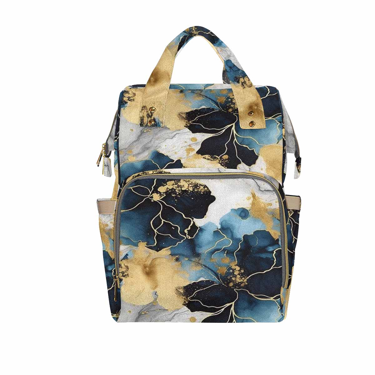 Blue Ink Floral Diaper Bag Backpack