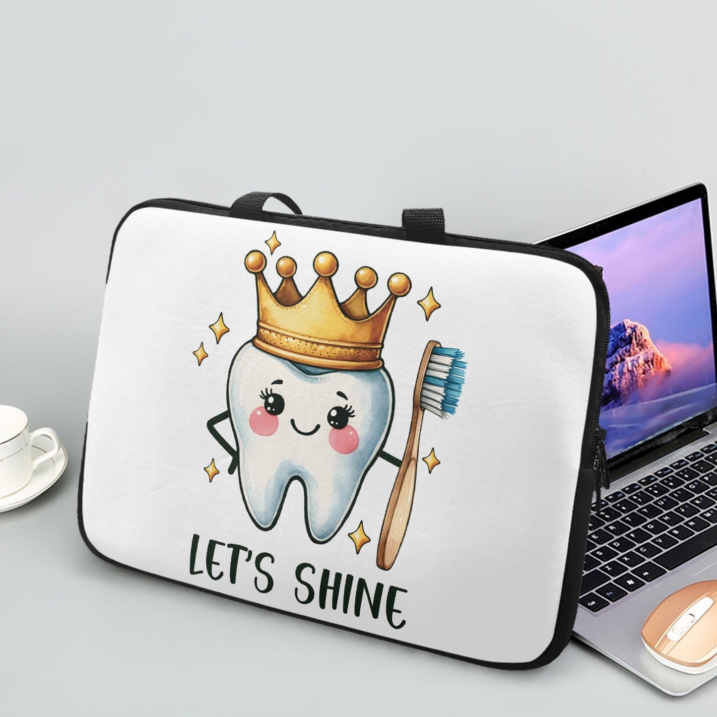 Laptop Sleeve with Handles - Dentist - Tooth - Let's Shine