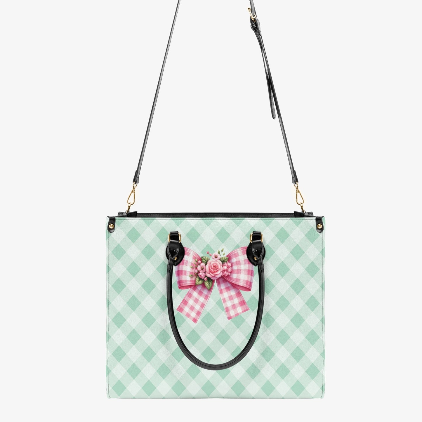 Women's Tote Bag - Rockabilly - Green Ribbon Plaid