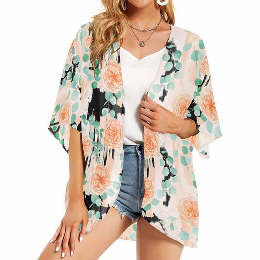 Rose Eucalyptus Women's Kimono Chiffon Cover Up