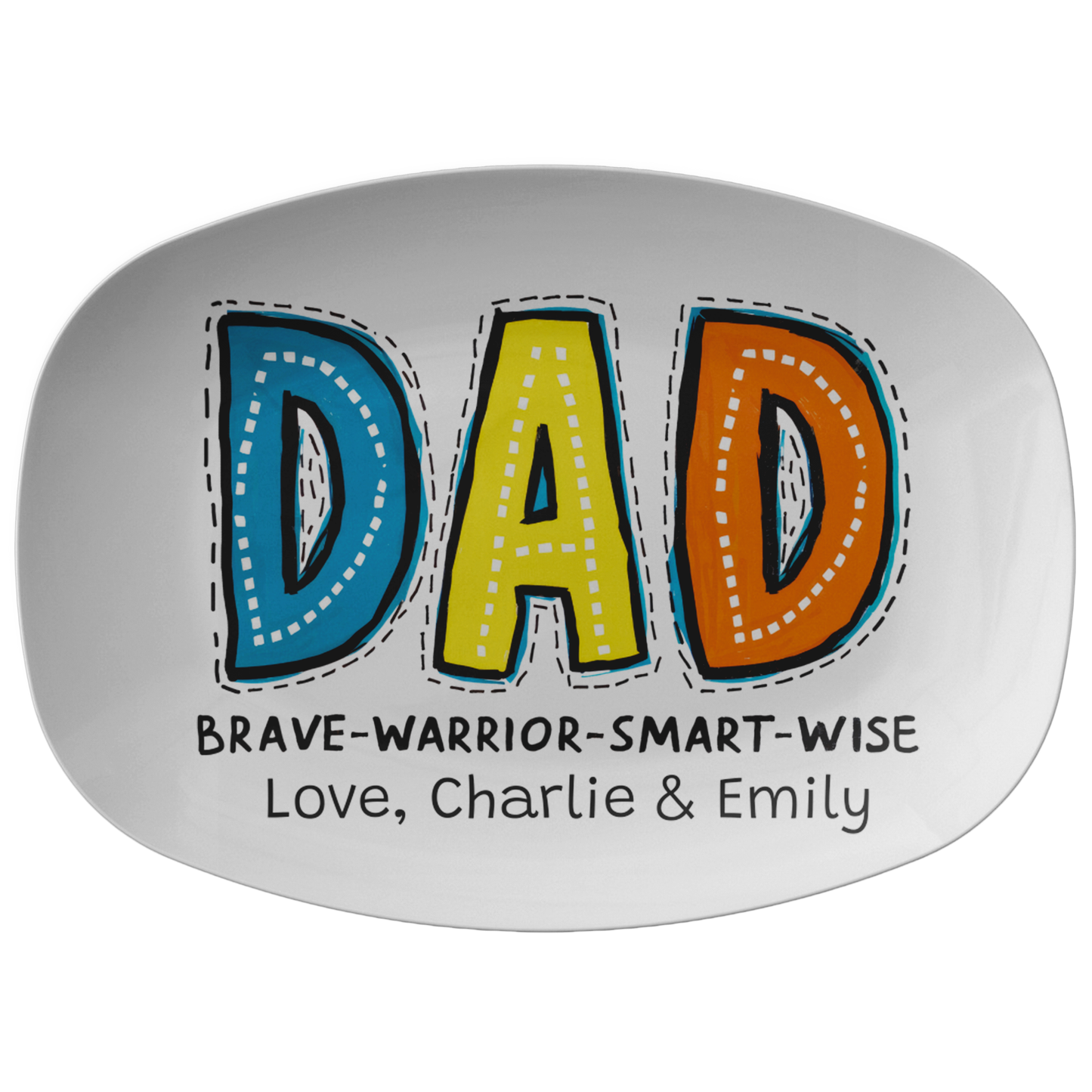 BBQ Platter Dad Brave Warrior Smart Wise 10"x14" Platter