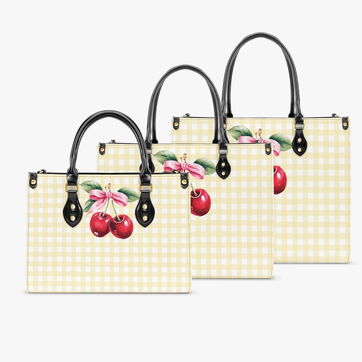 Women's Tote Bag - Rockabilly - Cherries Lemon Plaid