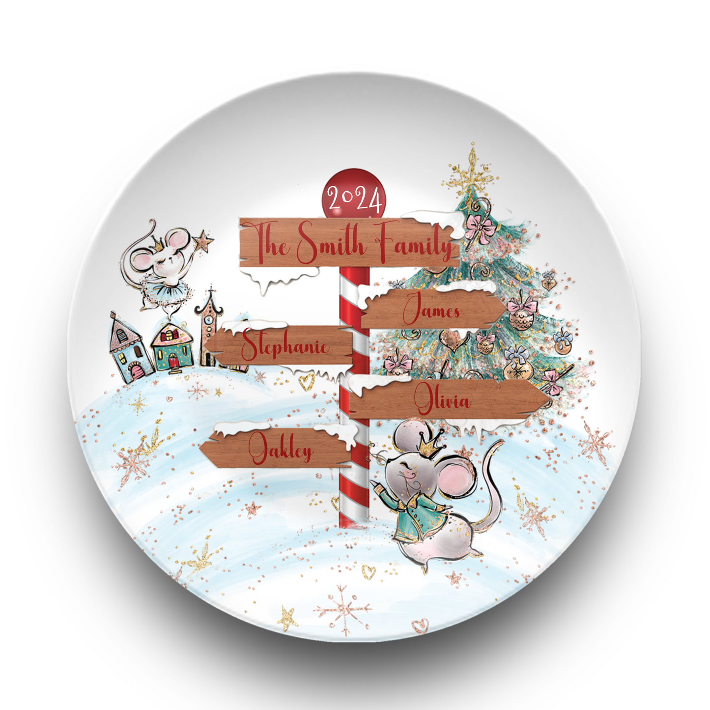 Personalised North Pole Christmas Plate, Family Christmas Plate