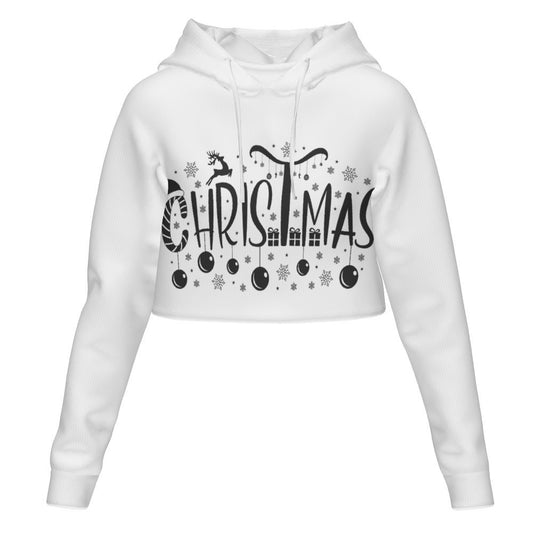 Women's All Over Print Cropped Hoodie (DLM) Hooded hoodie