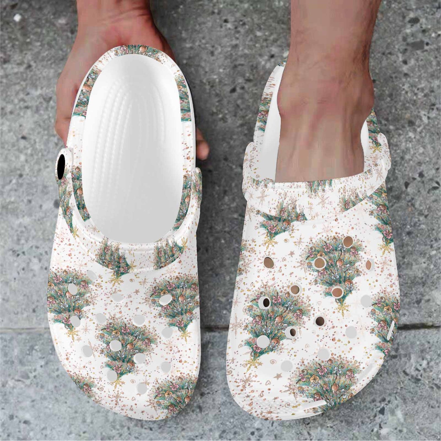 White Christmas  Custom Print Adults Clogs