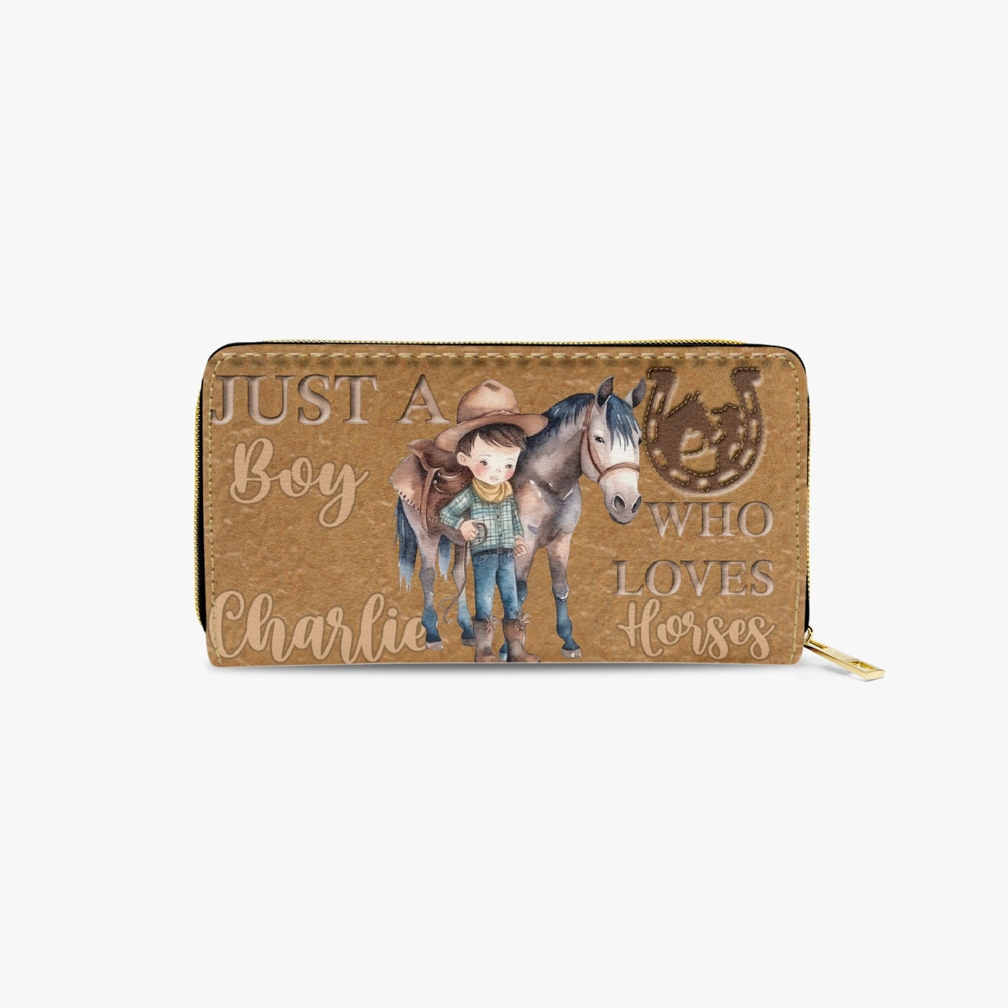 Long Type Zipper Purse - Just a Boy Who Loves Horses