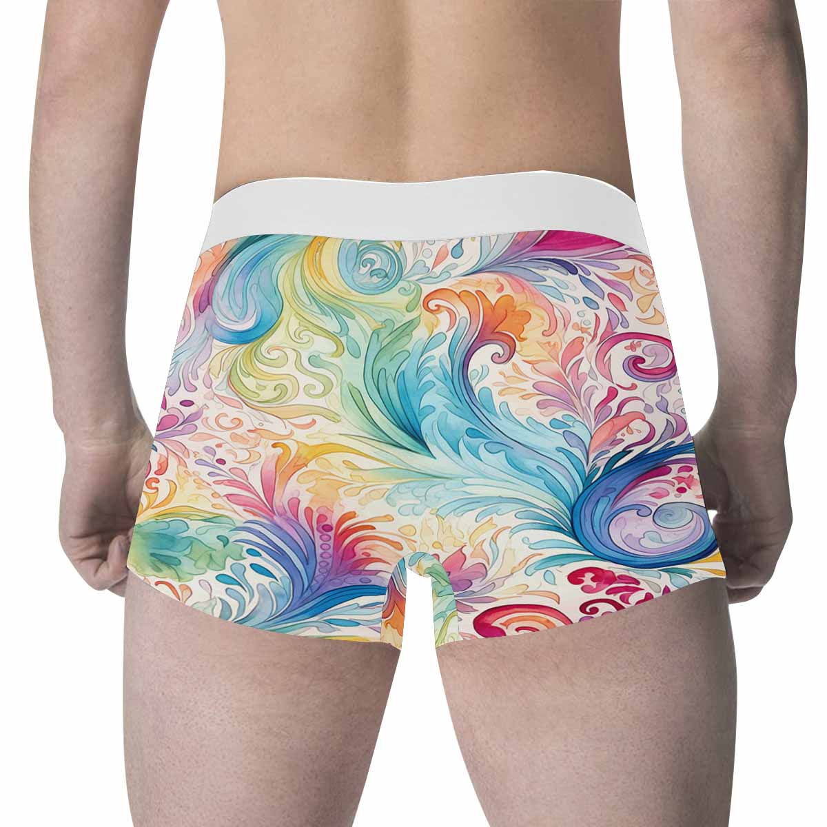 Pastel Rainbow Paisley Men's All Over Print Boxer Briefs(Made In AUS)