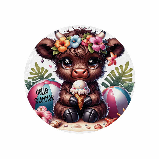Highland Cow Awd35111  Circular Micro Fleece Blanket 60"