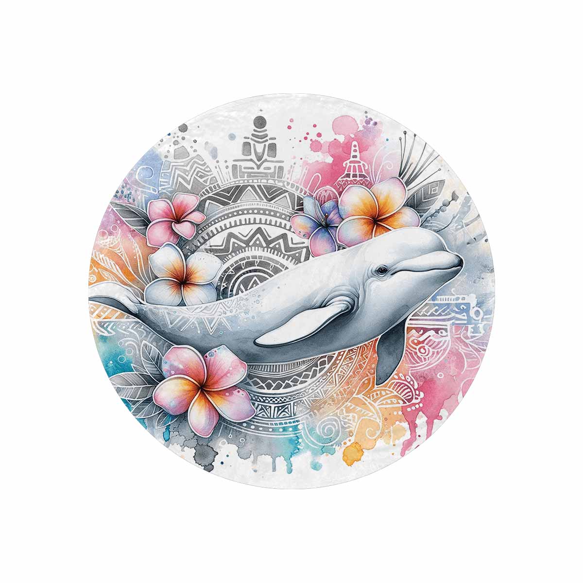 Sea_Animals_Dolphin_Awd351112  Circular Micro Fleece Blanket 60"