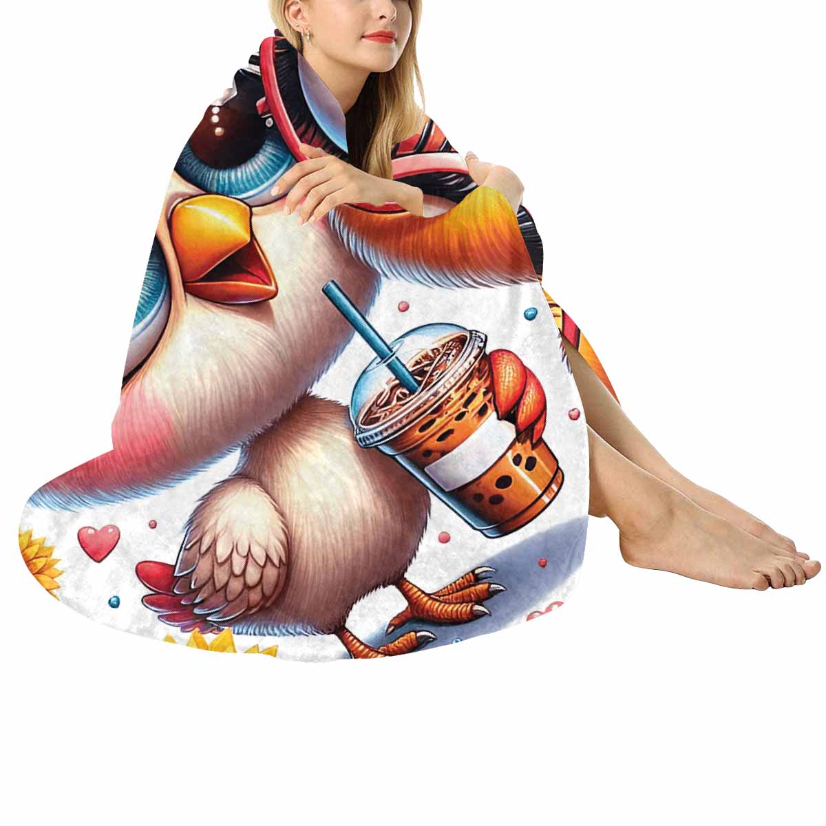 Chickens_Awd35163  Circular Micro Fleece Blanket 47"