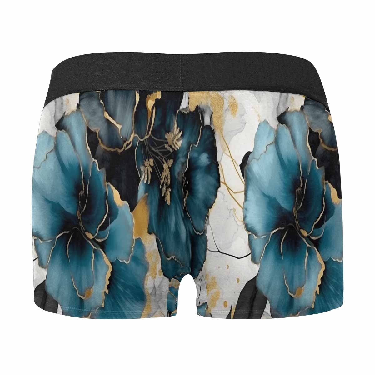 Blue & Gold Ink Floral AUS Men's Boxer Briefs (Made In AUS)