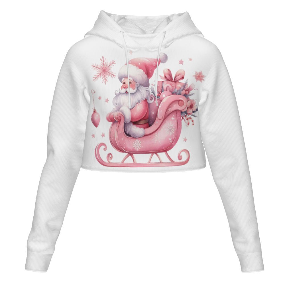 Women's All Over Print Cropped Hoodie (DLM) Hooded hoodie