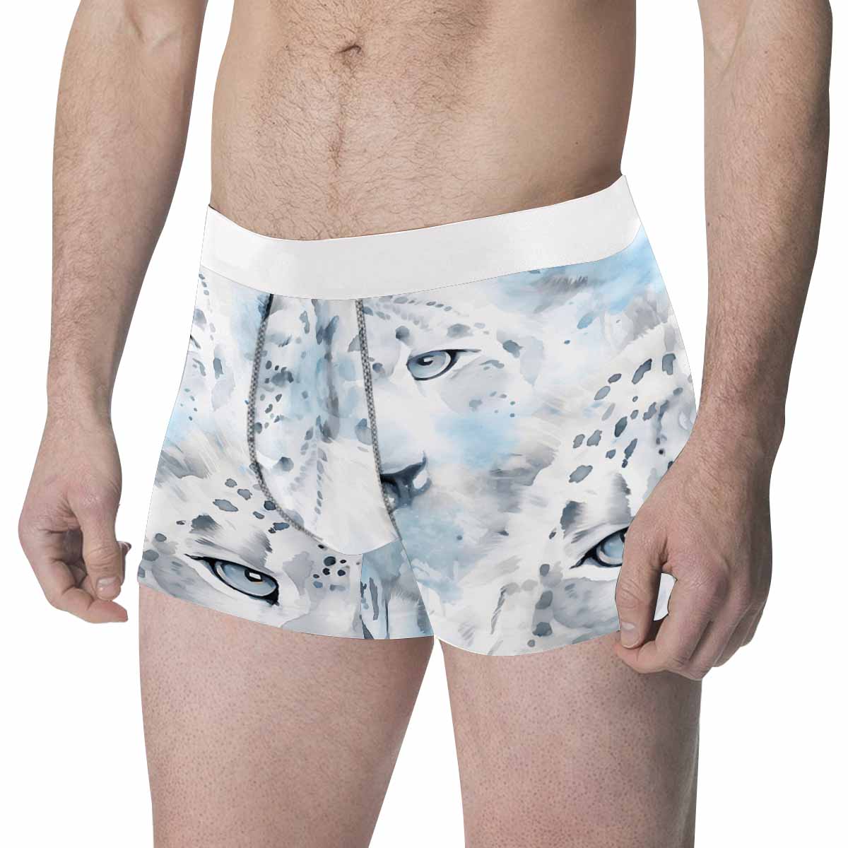 White Leopard Men's All Over Print Boxer Briefs(Made In AUS)