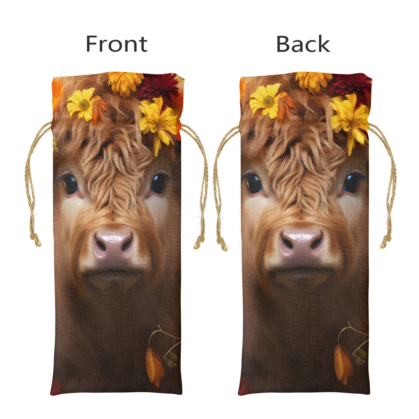 Highland Cow awd48 Linen Wine Bottle Bag