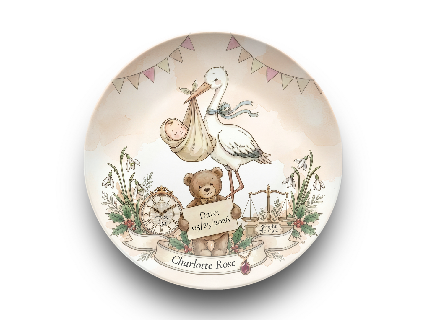 Personalised Baby Keepsake Plate | Birth Details Plate | Newborn Gift | Custom Baby Name Plate | Baby Shower Gift | First Birthday Keepsake