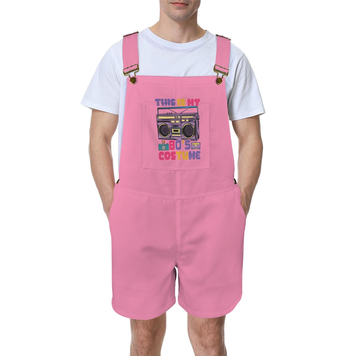 This is my 80's Costume Persian Pink Emerson Easy-Wear Jumpsuit Unisex Shorts Suspender Jumpsuit