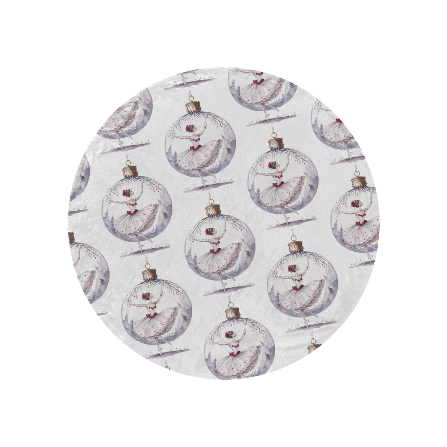 Ballerina Christmas Bauble Circular Micro Fleece Blanket