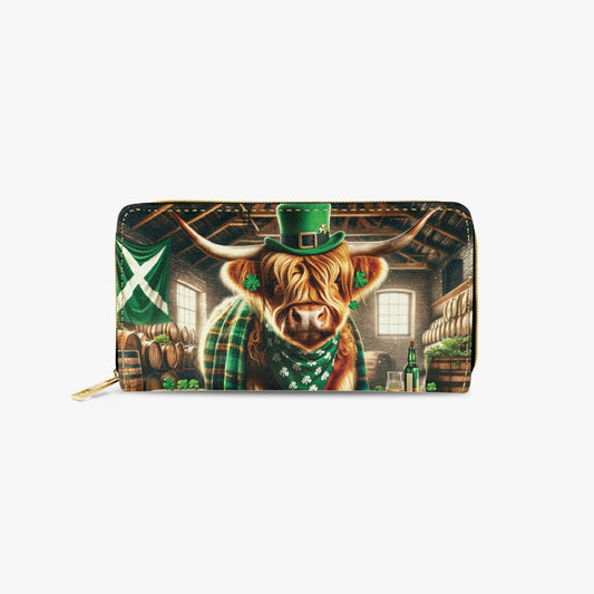 Long Type Zipper Purse, Highland Cow, awd-663