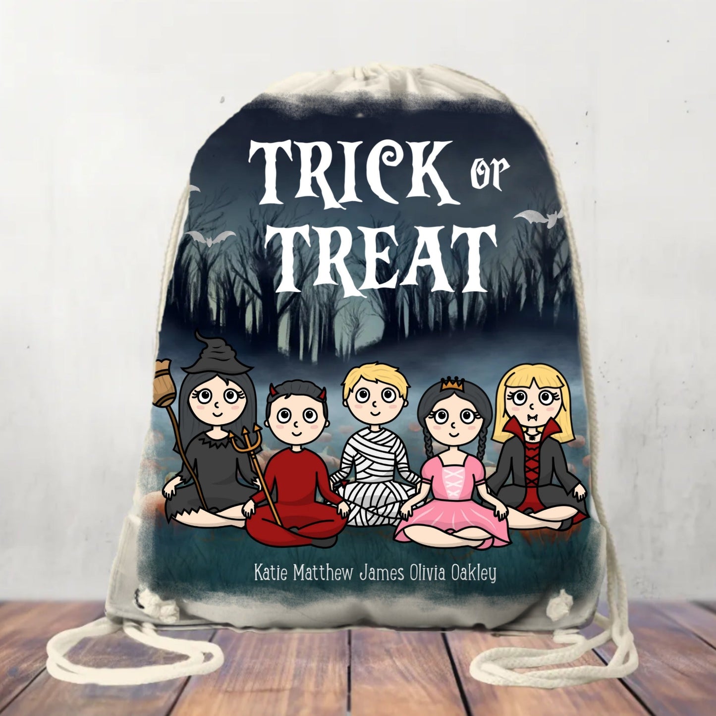 Canvas Drawstring Bag Halloween Trick or Treat