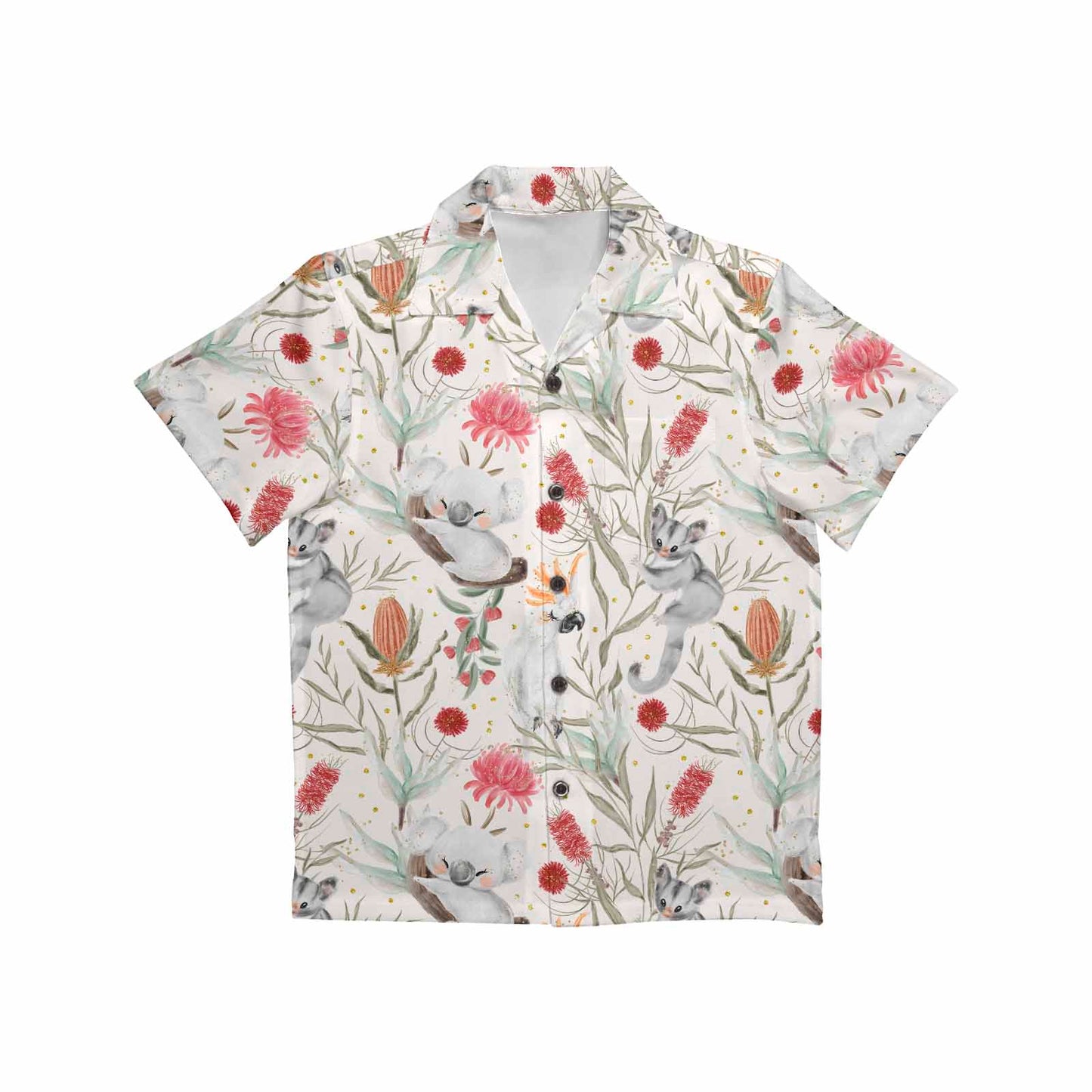 Australian Animals, Koala Cockatoo and Sugar Glider  Little Boys&#039; Hawaiian Shirt (Model T58)