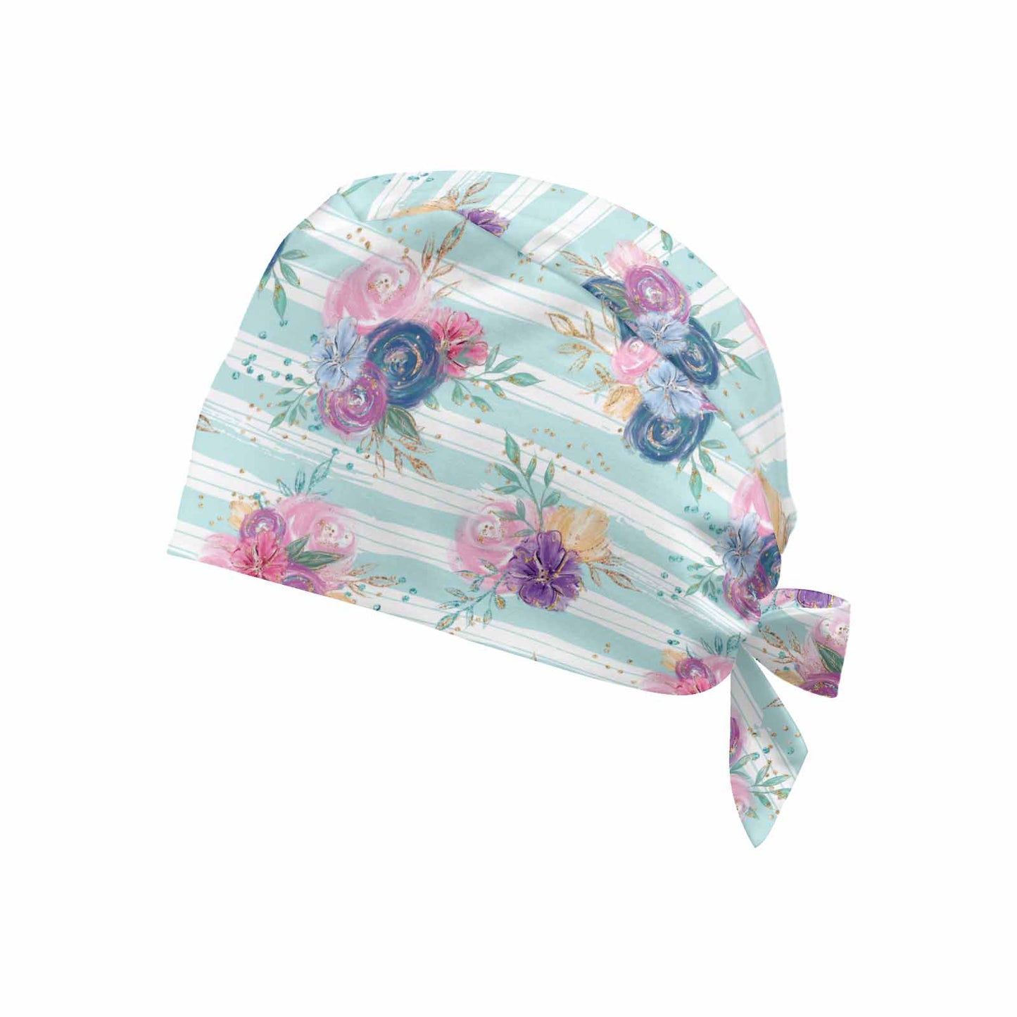 Nurse Scrub Cap Candy Stripe Roses  Scrub Cap