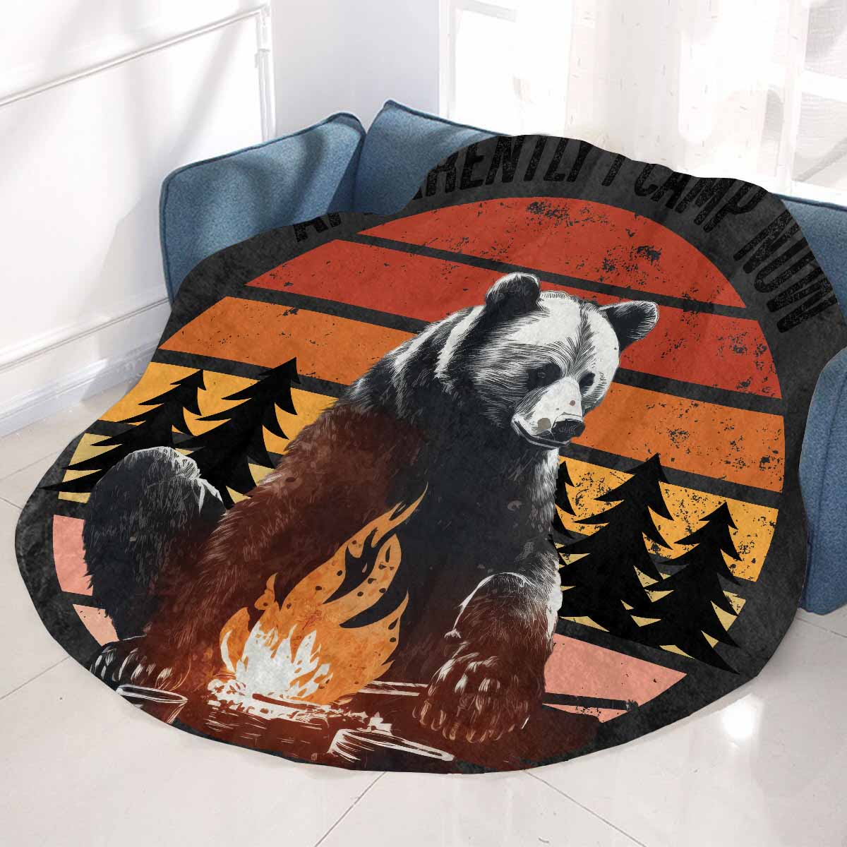 Camping_Awd35156  Circular Micro Fleece Blanket 47"