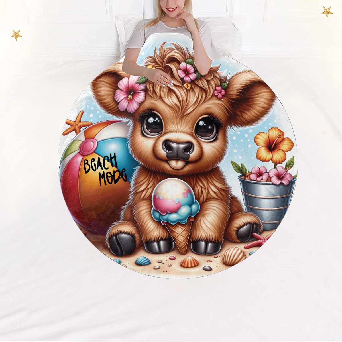 Highland Cow Awd35118  Circular Micro Fleece Blanket 47"