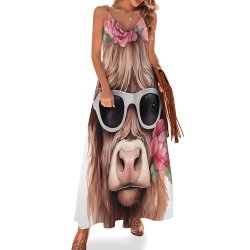 Highland Cow Spaghetti Strap Ankle-Length Dress Long dress