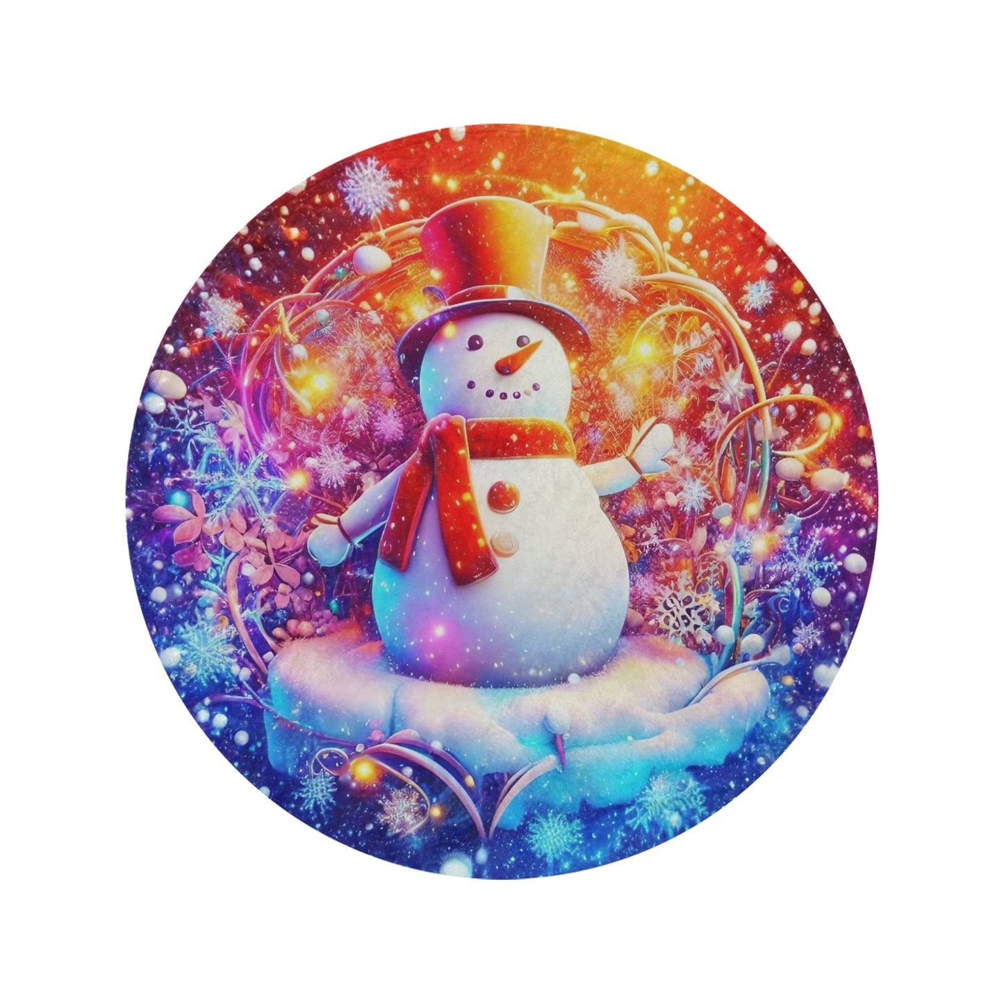 Snowman Circular Micro Fleece Blanket