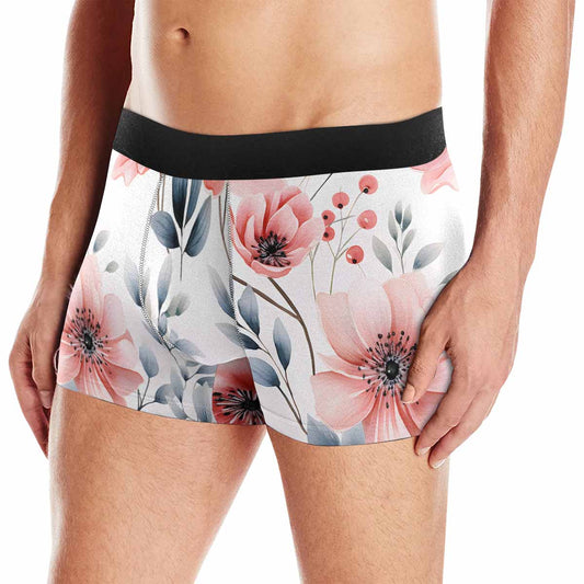 Apricot and Grey Floral AUS Men's Boxer Briefs(Made In AUS)