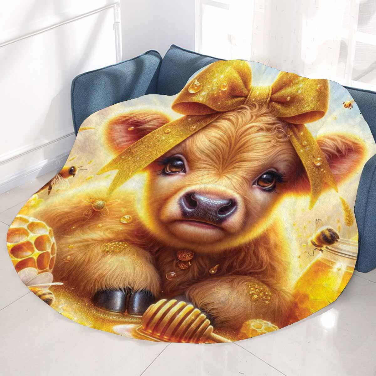 Higland Cow Awd1409  Circular Micro Fleece Blanket 47"