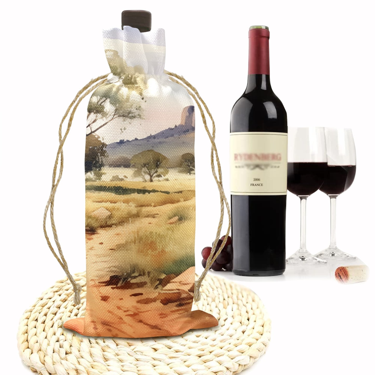 australia 2 Linen Wine Bottle Bag