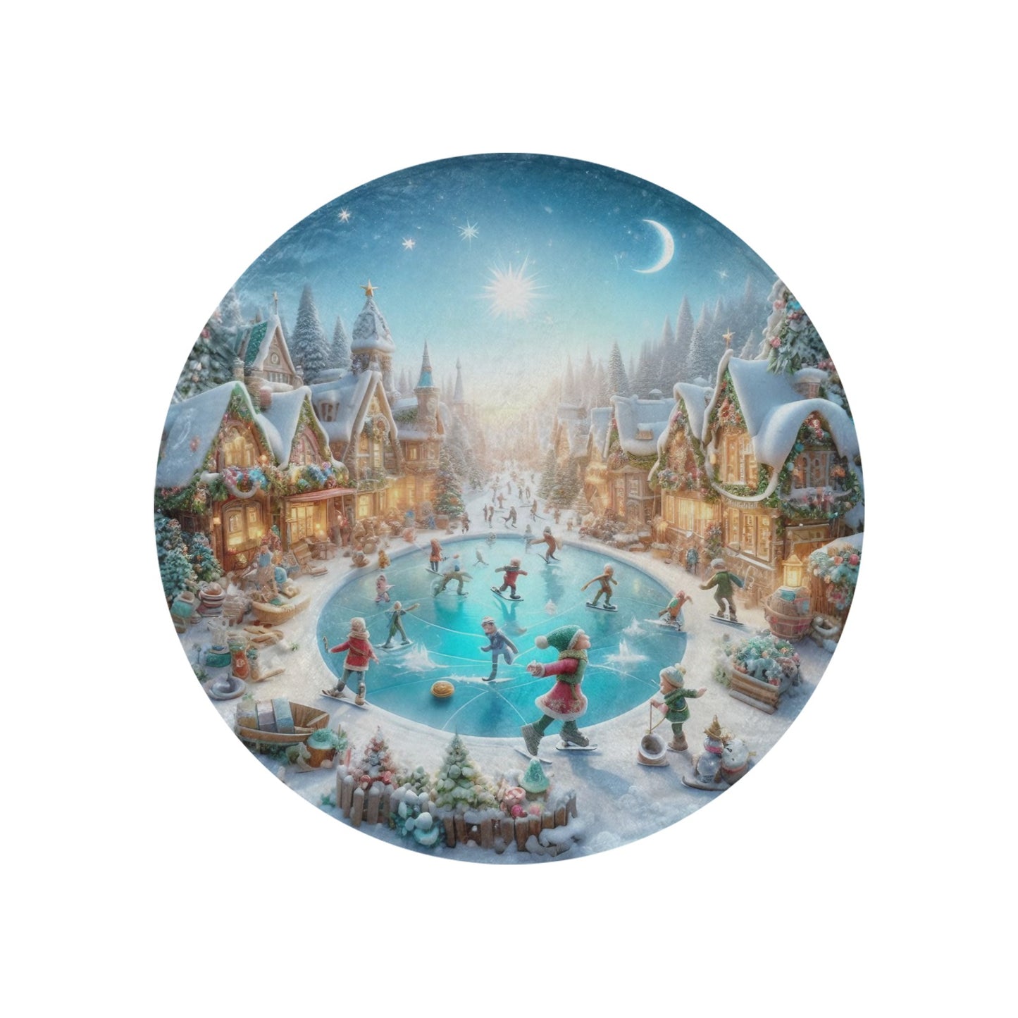 Christmas Scene Circular Micro Fleece Blanket