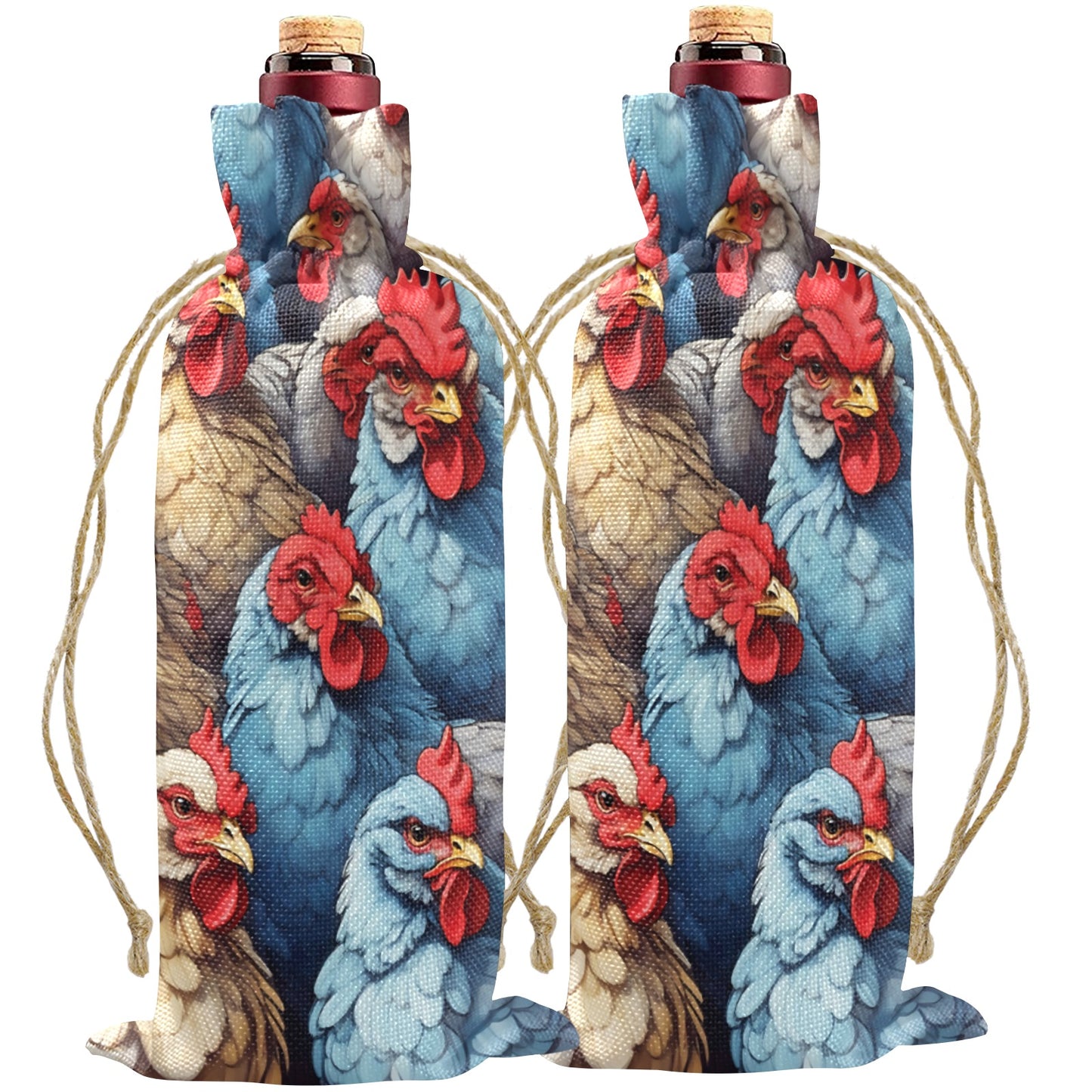 Roosters awd441 Linen Wine Bottle Bag