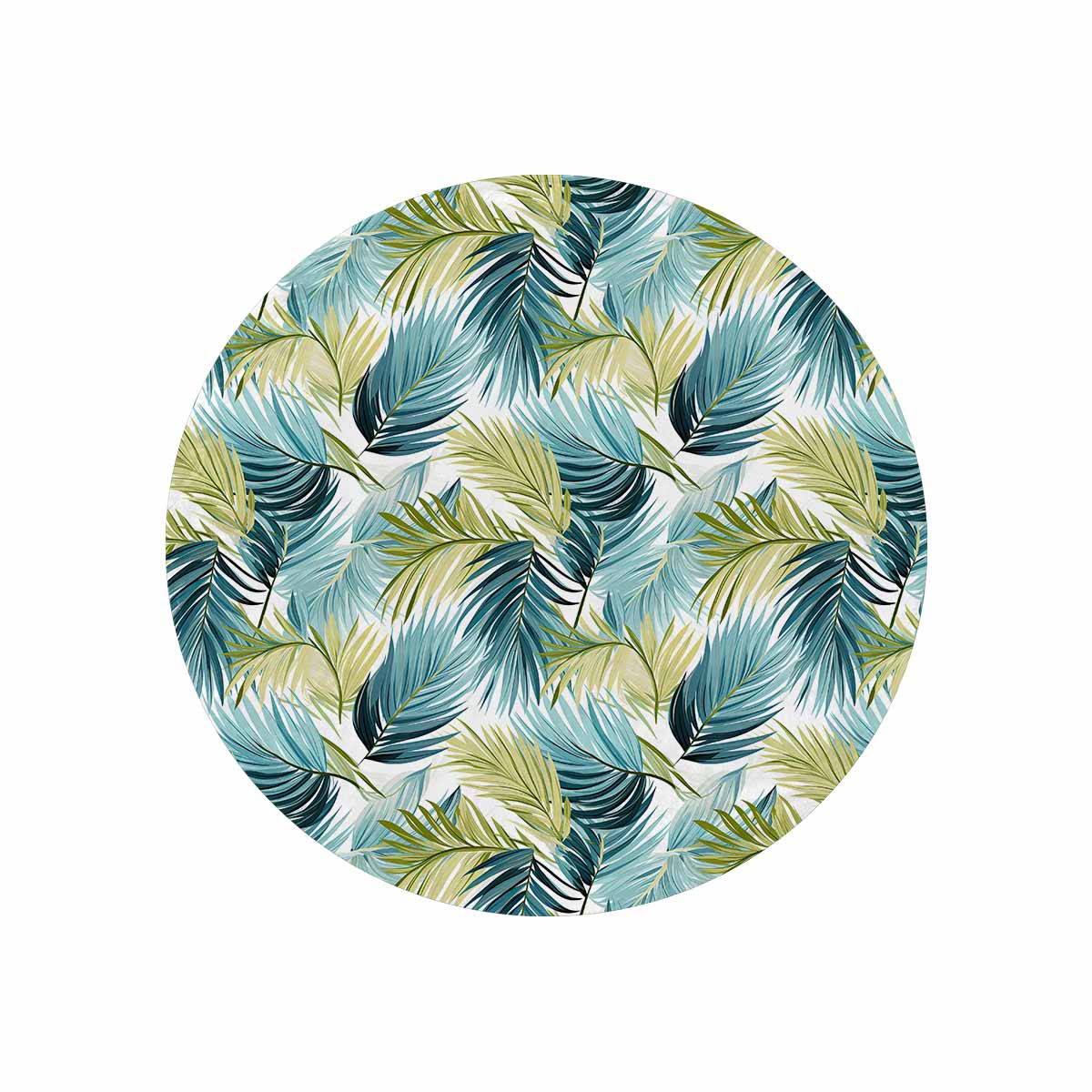Palm Leaves Blue Green  Circular Micro Fleece Blanket 47"