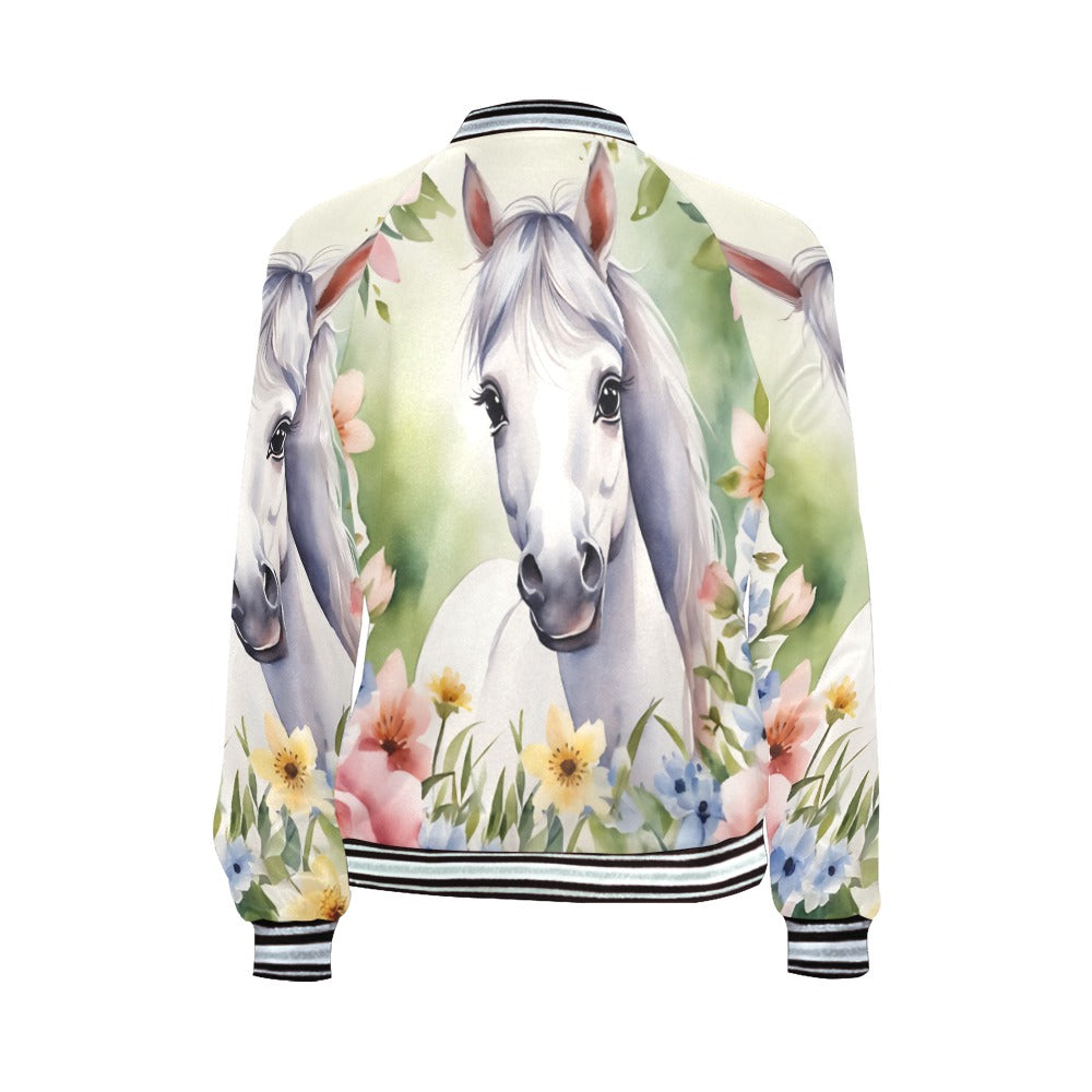 Floral Horse awd303 Bomber Jacket for Women