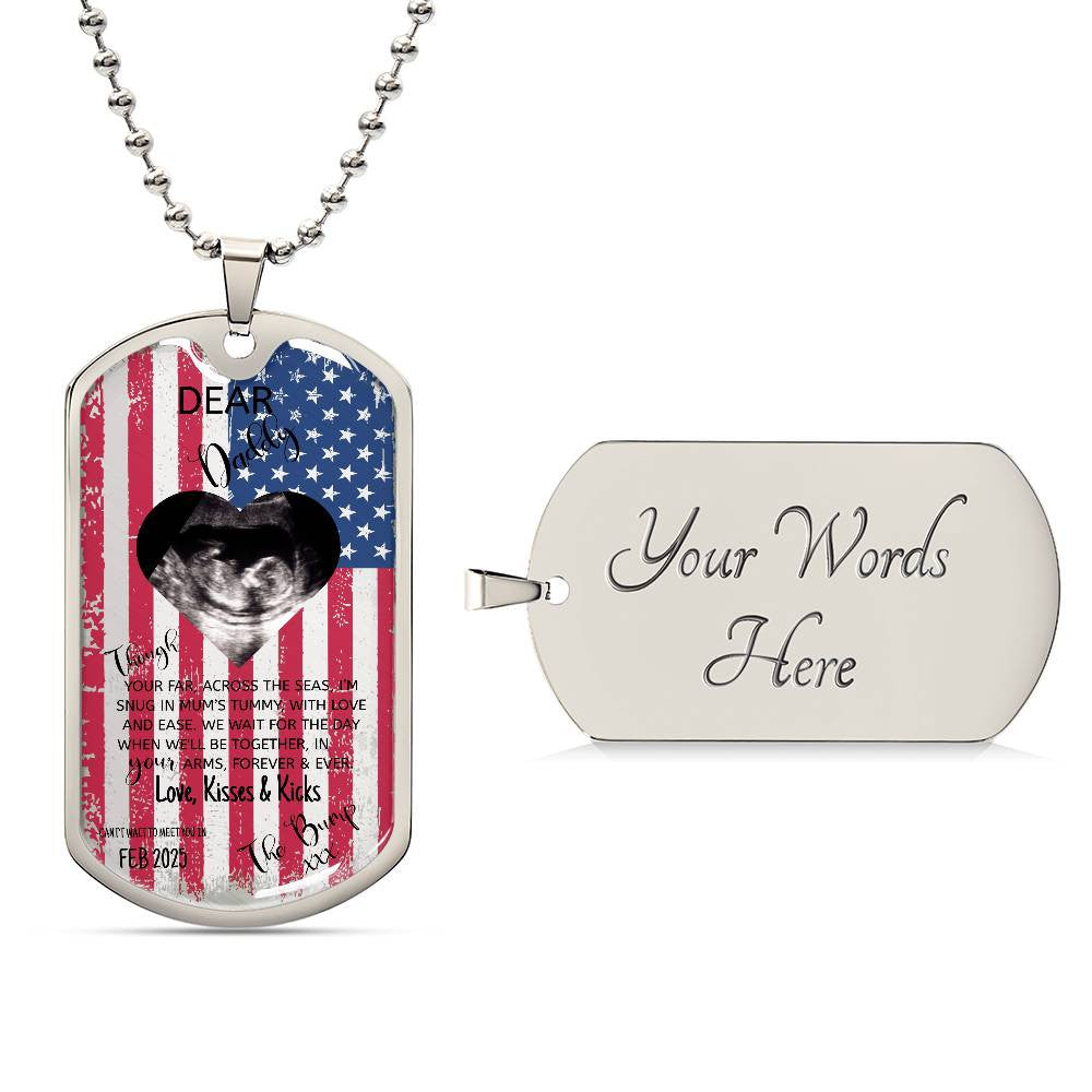 Dog Tag Personalised Dear Daddy Can't Wait to Meet you Pendant